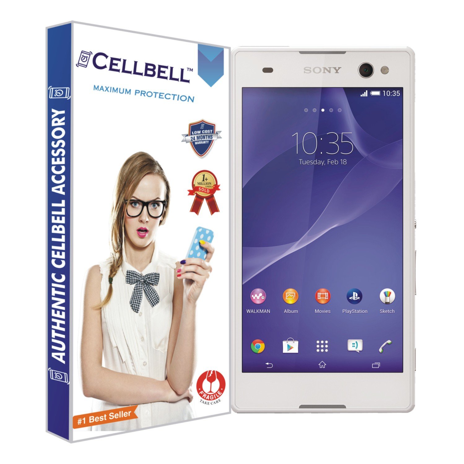 CELLBELLShatterproof, Glossy-Finish Screen Protector for Sony Xperia C3 - Transparent