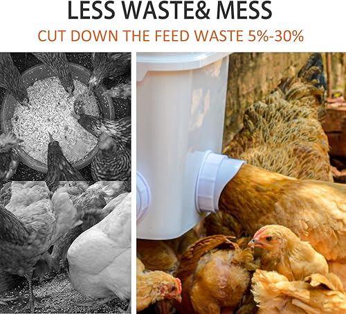 Miniatura 3 de Alimentador de pollo automático grande y Waterer Set Colgando Pollo Alimentador de agua de aves de corral Cubo de alimentación