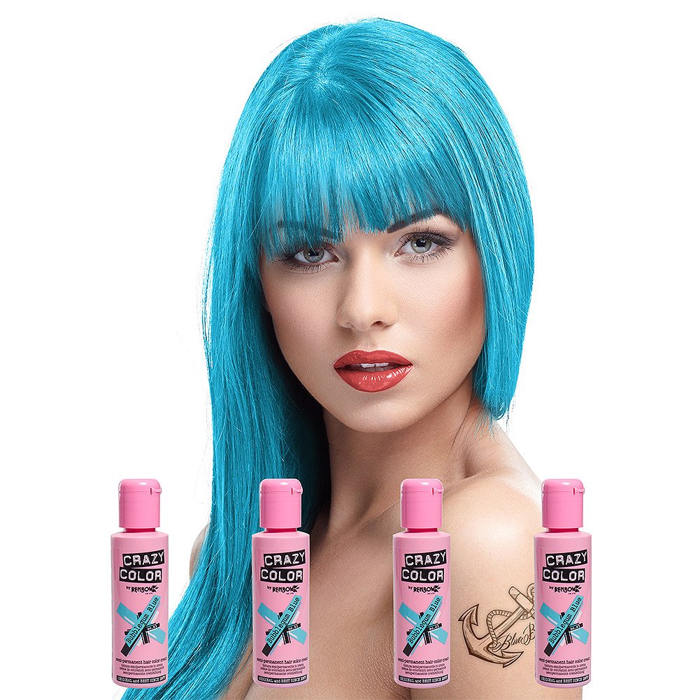 Crazy Color Półtrwała farba do włosów 4-pak (Bubblegum Blue)