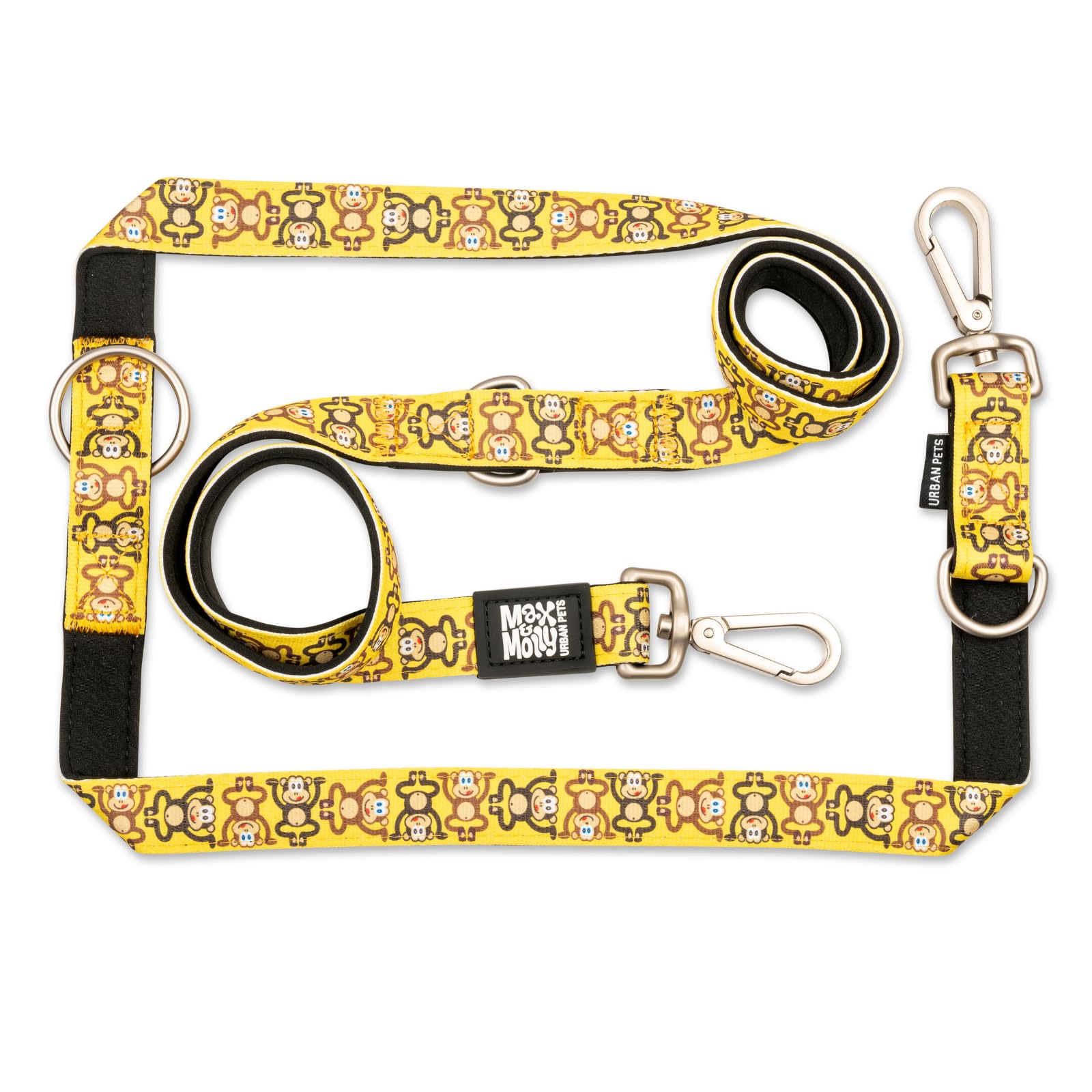 Max & Molly Multifunctional Dog Lead 2 m with 2 Carabiners, Monkey Maniac/S Shoulder Lead Padded, Safe & Flexible - Comfort for Your Faithful Companion