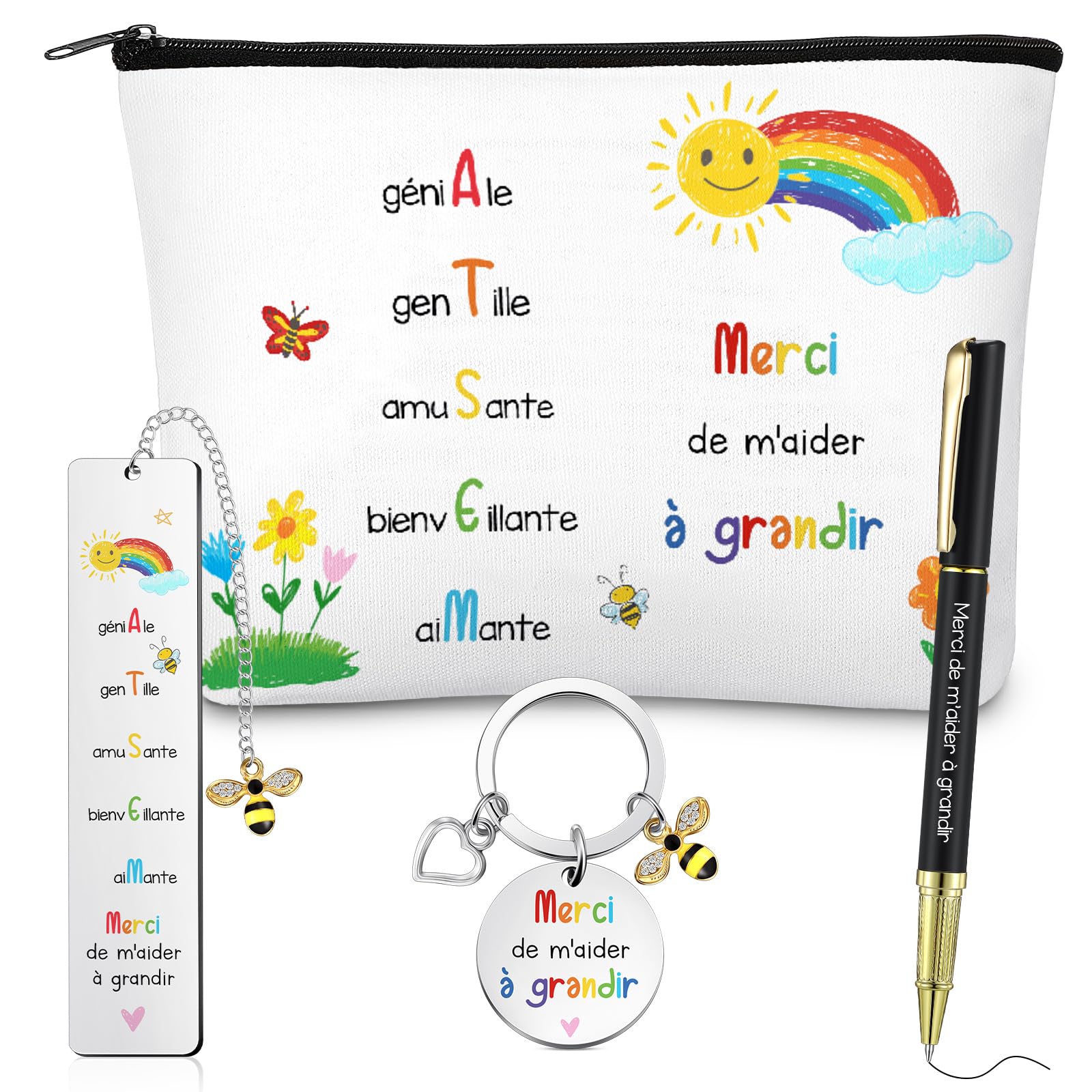 Ytseazn-Cadeau Mau00eetresse D'u00c9cole-Set Pochette Tissu & Porte-Clu00e9s | Trousse De Rangement Maquillage Et Accessoire Pratique | Idu00e9e Cadeau Fin D'Annu00e9e Scolaire & Remerciement Enseignant | Rakuten