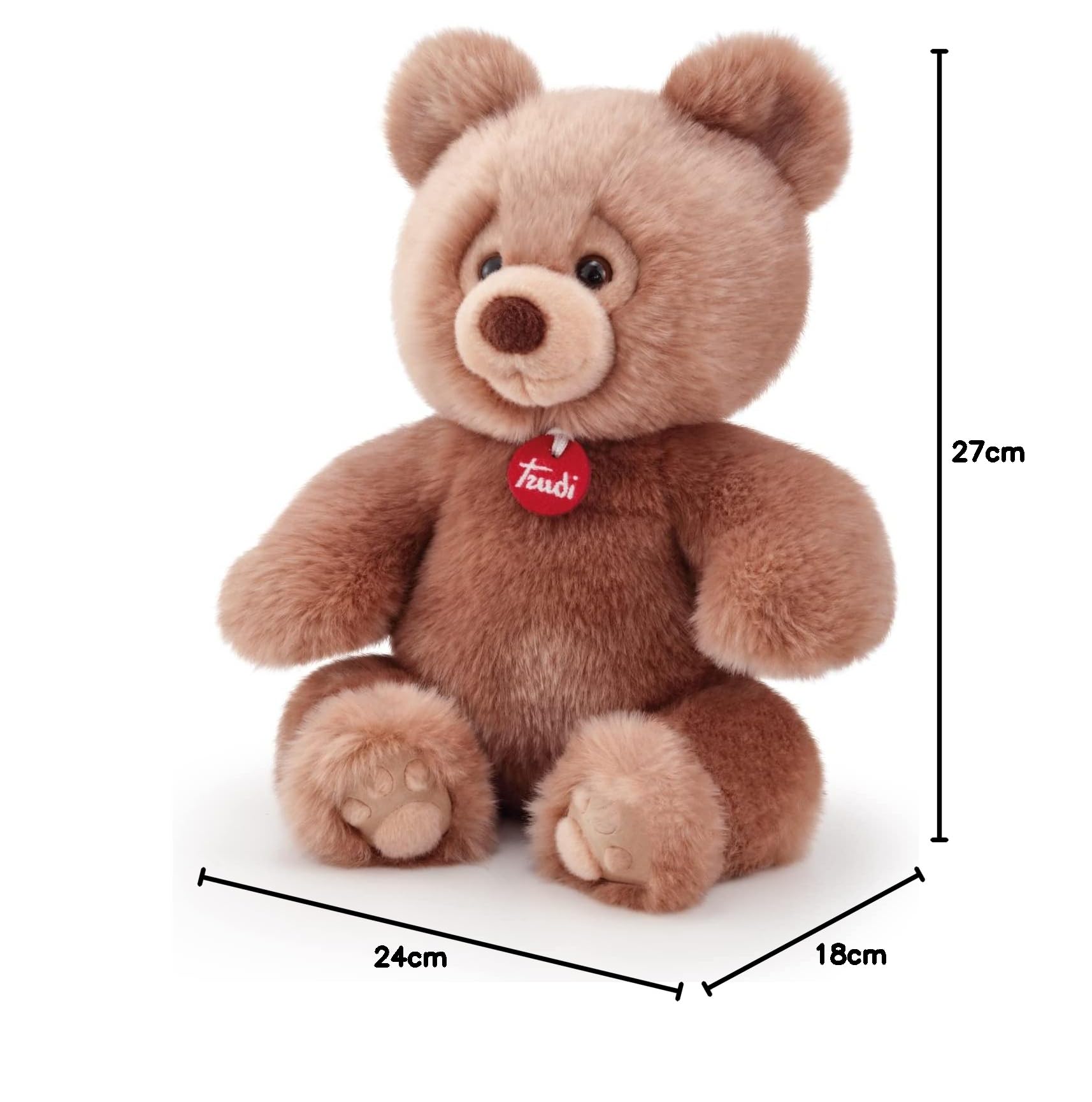 trudi 25626 Klassik Plüschtier Teddy Bär Brando ca. 27 cm, Größe M, hochwertiges Stofftier mit weichen Materialien, Plüschfigur mit realistischen Details, waschbar, Kuscheltier für Kinder, Braun