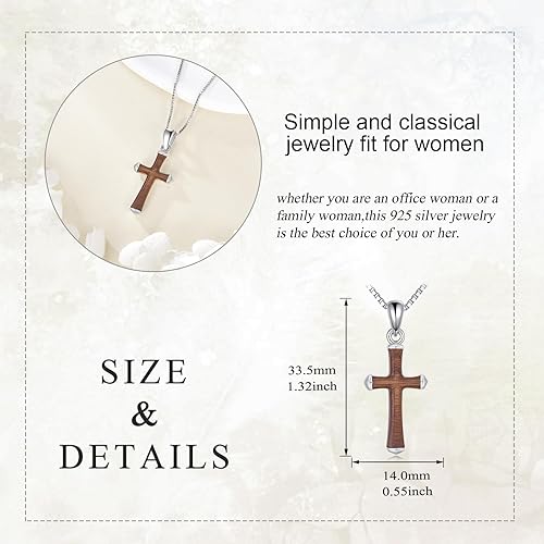 Miniatura 4 de Collar de cruz de plata de ley para mujer, con grabado religioso, fe, esperanza, amor, cruz, collar, joyería, regalos de Navidad para mujeres, unisex