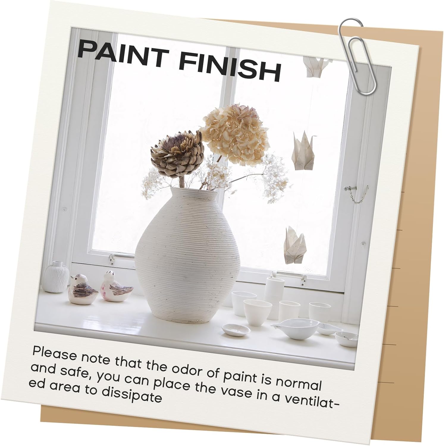 Ceramic Large Rustic Round Vase-11.8" Beige Pottery Textured Vase-Big Terracotta Vase Large Vases for Decor Living Room, Table Centerpiece, Farmhouse Decor, Bedroom, Bathroom-(Off-White) - Image 5