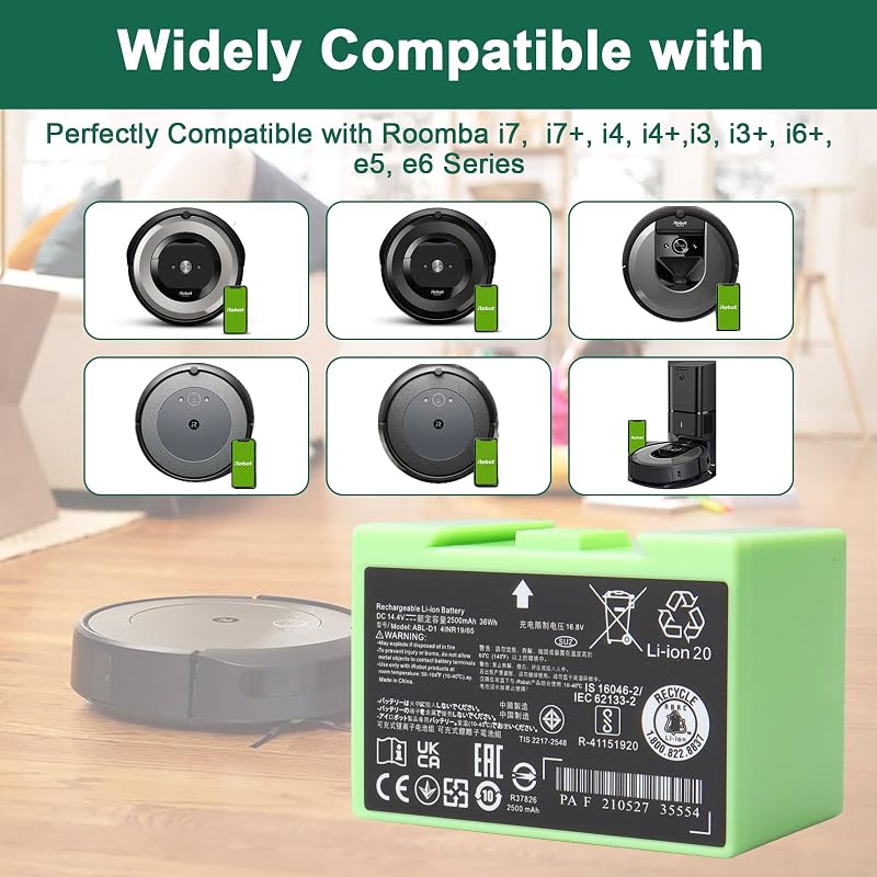 Micacorn 14,4V 36Wh 2500mAh Pótakkumulátor Roomba e és i Sorozathoz - Kompatibilis i3 i3+ i7 i7+ i8 i6 i4 e5 e6 Robotporszívókkal
