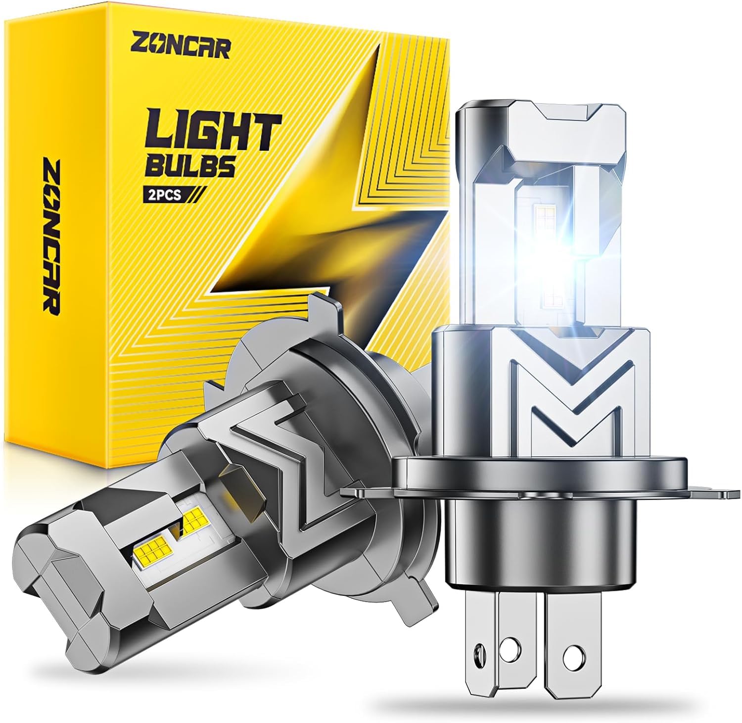 H4 Fog Light Bulbs, 60,000LM 6500K Cool White, Real 1:1 Size HB2 Fog Light Bulbs, IP68-proof 60,000h Long Life, 100% Compatible Anti Hyper Flashing, Box in 2