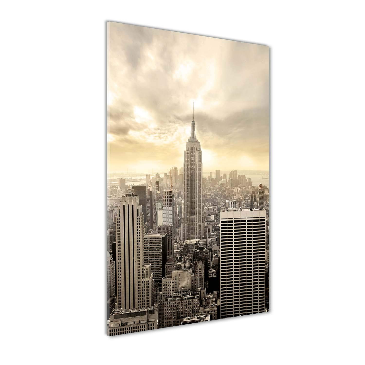 Tableau de New York Manhattan 70x140cm, peinture sur verre trempé mural