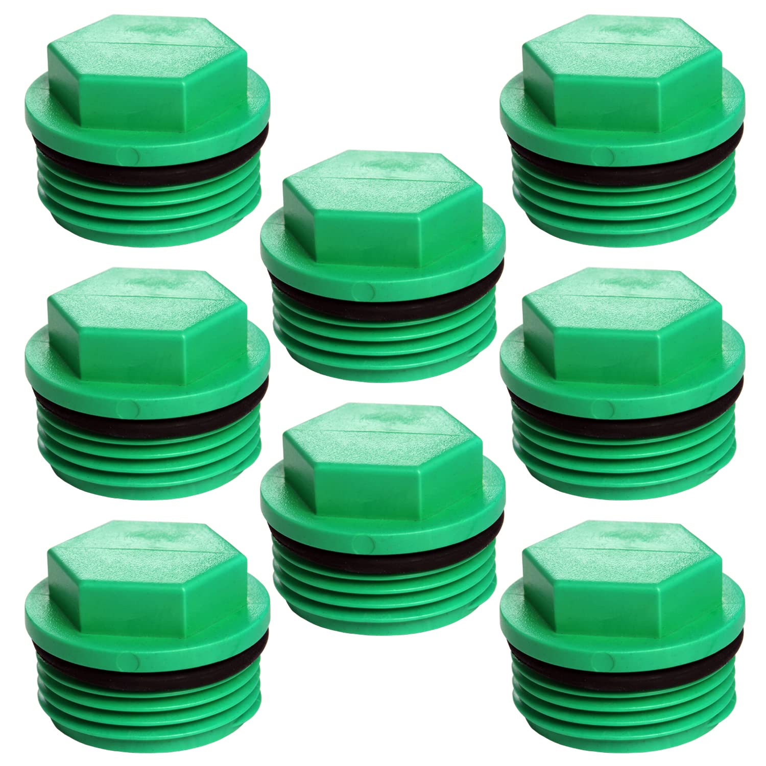 LMWNFEU 1" PT Male Thread PPR Pipe Fitting End Caps Connector Plug (Pack of 8),Green