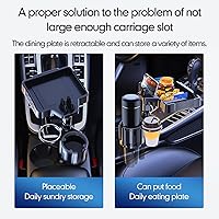 Vista 6 de Car Cup Holder Tray, 4 in 1 Drink Holder Expander with Expandable Food Tray Table, for Road Trip Essentials & Daily Commute (Tray(9.84" * 9.64"))