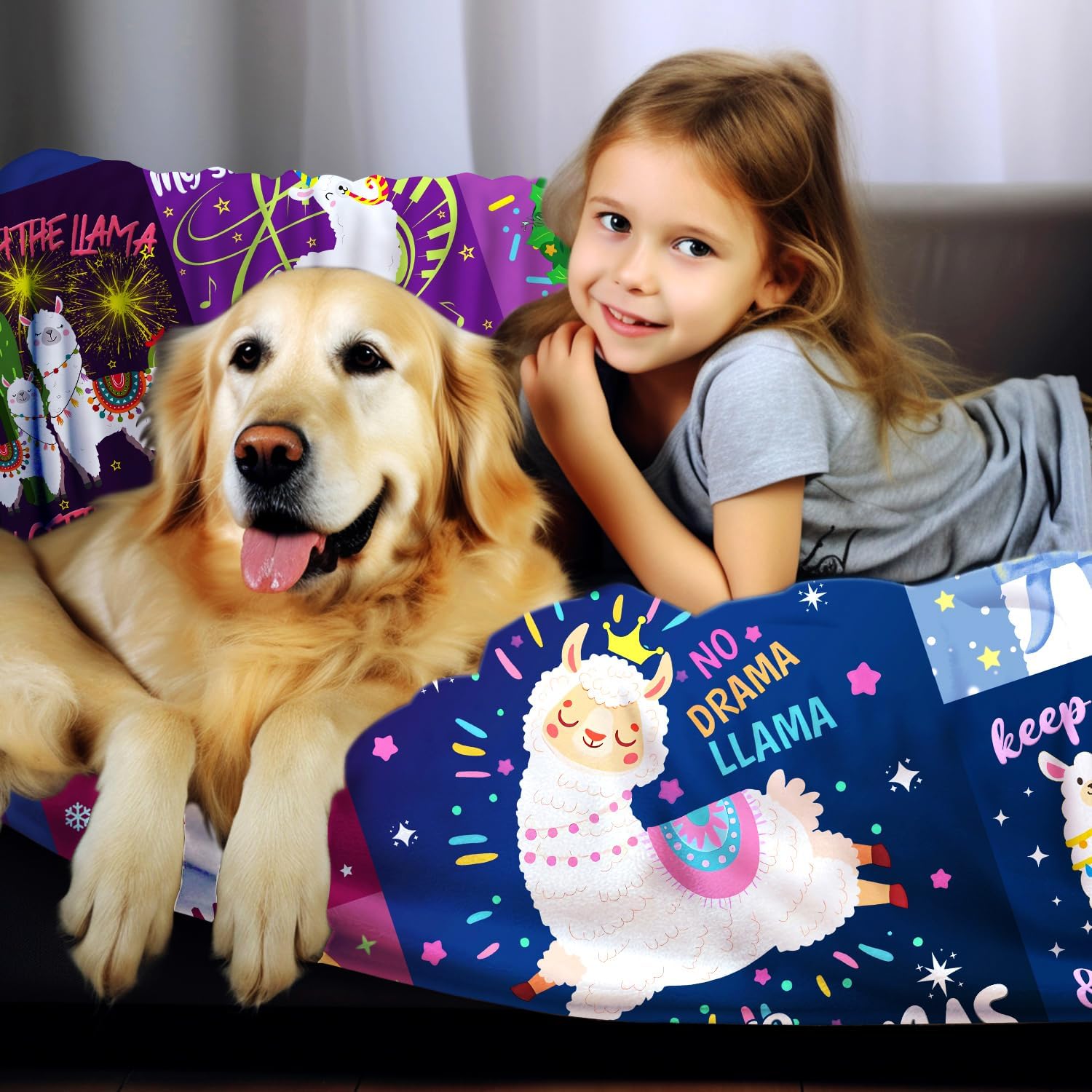 Cute Llama Blanket Soft Warm Alpaca Throw Blankets Cartoon Llama Sofa Couch Bed Birthday Alpaca Gifts for Girls Adult Kids 50"x40" - Image 3