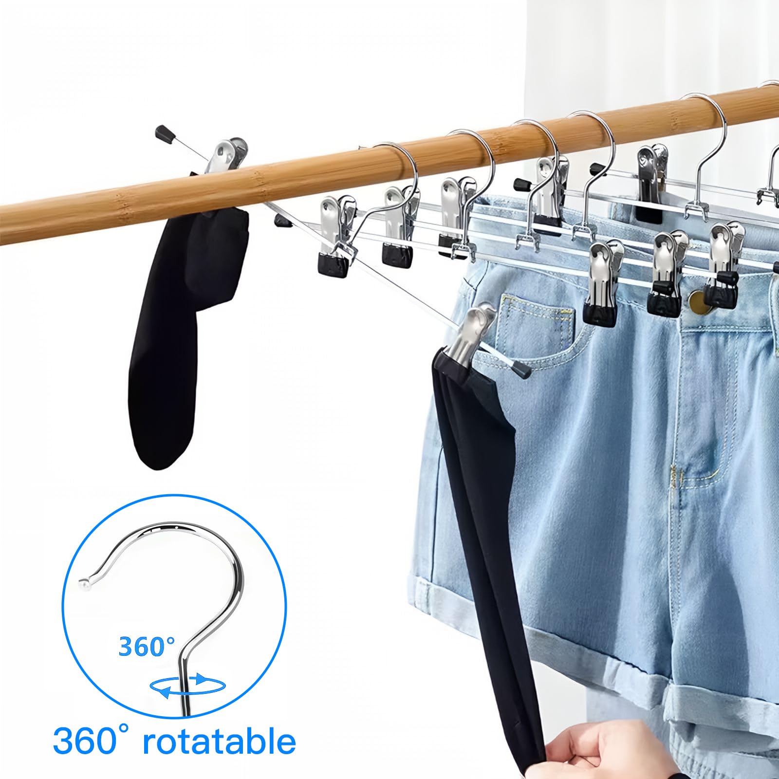 POZEAN 30 Grucce Con Clip In Metallo Per Pantaloni E Gonne - Clip Regolabili E Girevoli 360°, Fino A 4,5 Kg, Salvaspazio (Verde)