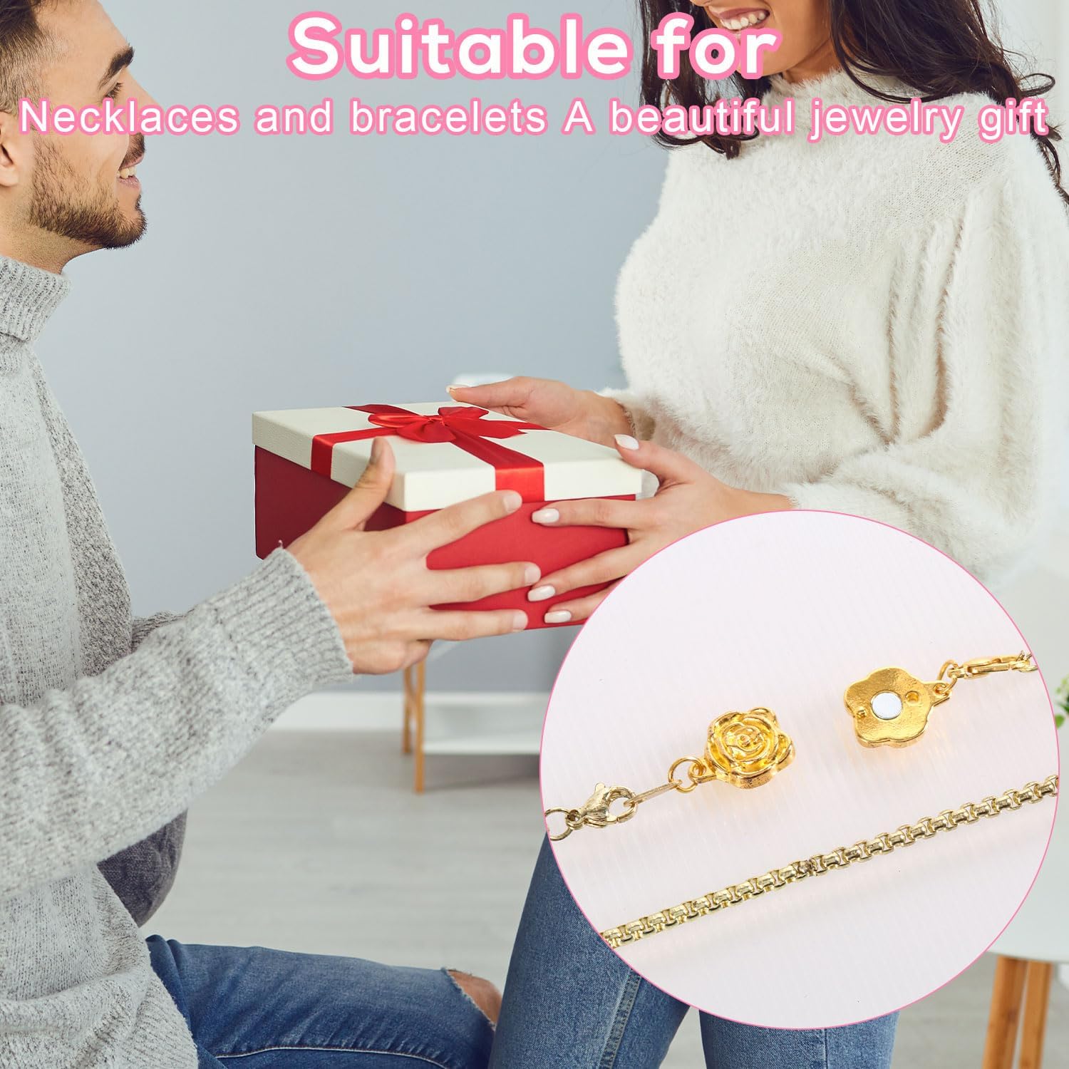 12pcs Magnetic Necklace Clasps and Closures, Alloy Necklace Extenders Gold Silver Rose Heart Magnetic Bracelet Clasps and Closures for Jewelry Making - Image 7