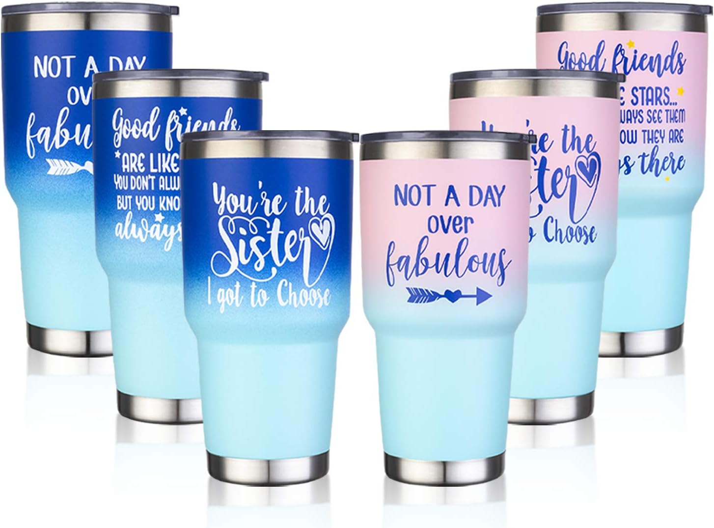 🔥 Flаѕh Sаlе Coffee Mug, 30 oz Stainless Steel Vacuum Insulated Coffee Travel Mug Tumbler with Lid, Steel Straws & Brush. Good Friends Are Like Stars.. Coffee Cup for Cold Drinks & Hot Beverages