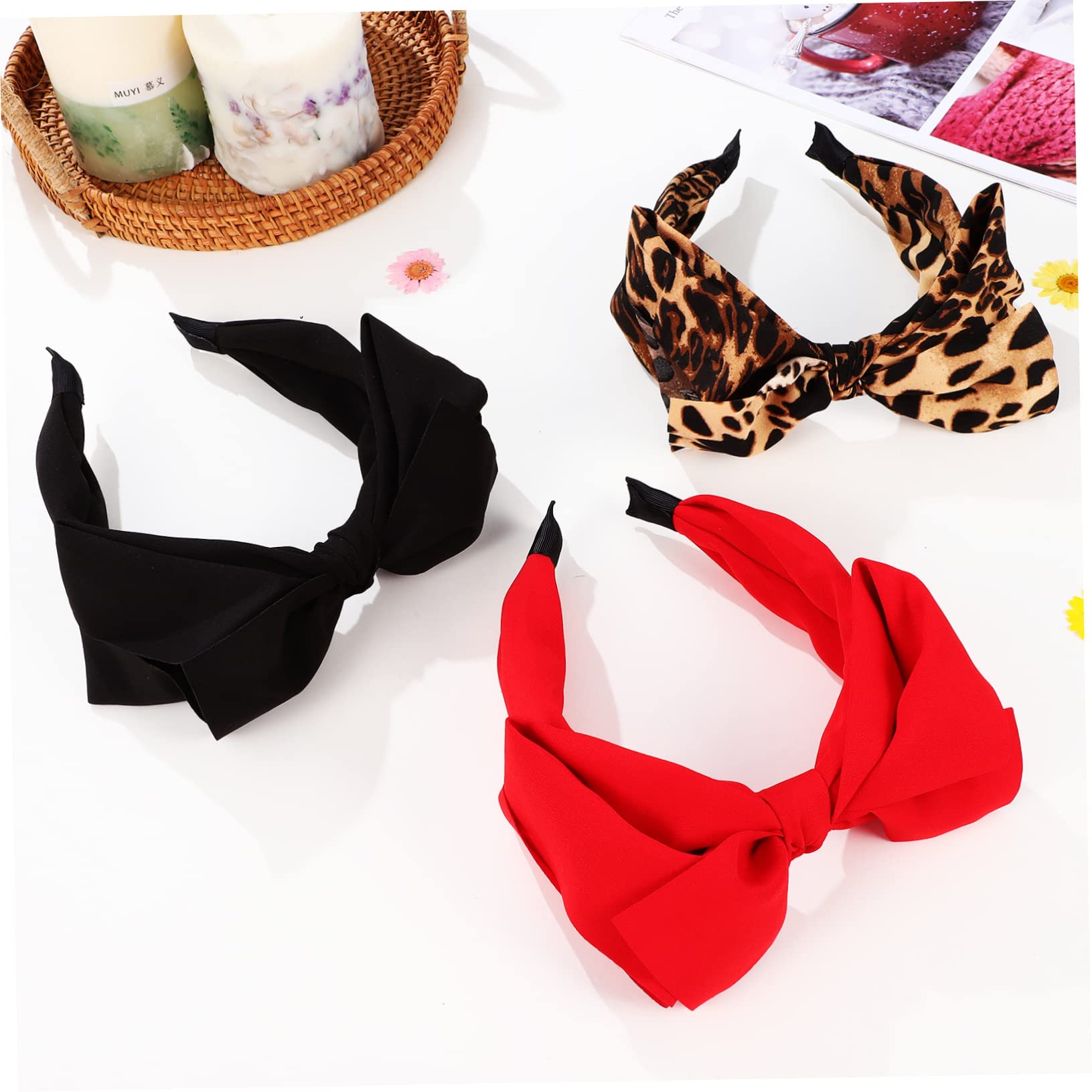 Didiseaon 9 Piezas diadema con lazo diademas anudadas para niñas accesorios para el cabello rojo tiara diadema de rendimiento decoración del pelo del partido corbata de moño