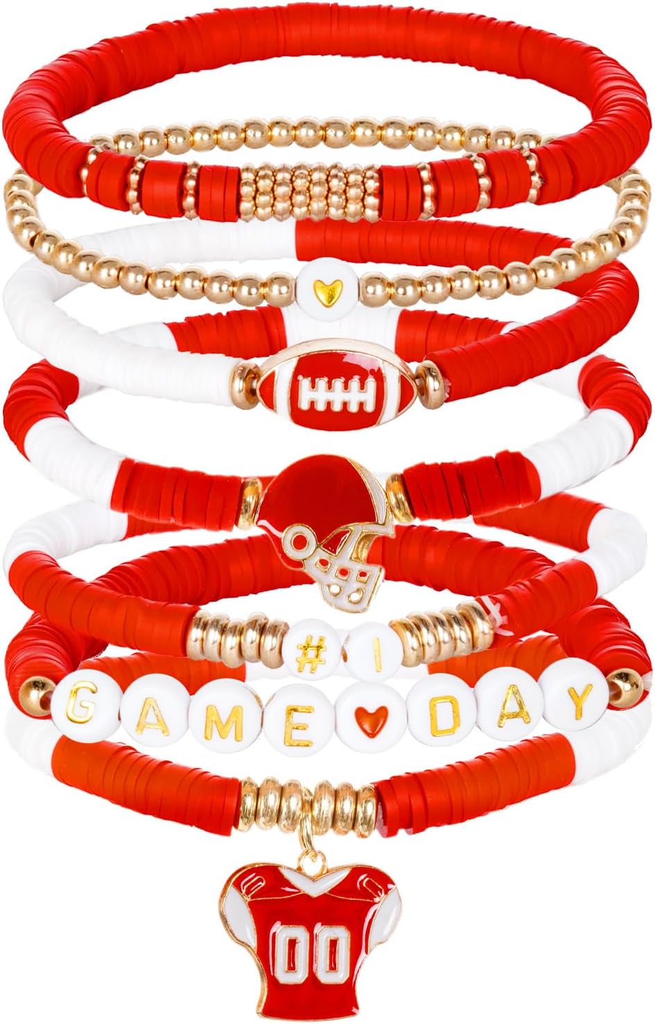 cnomg Game Day Football Bracelets for Women Team Game Day Bracelets Stackable Sports Fans Accessories for Football Dads Moms Coaches Fans Gifts
