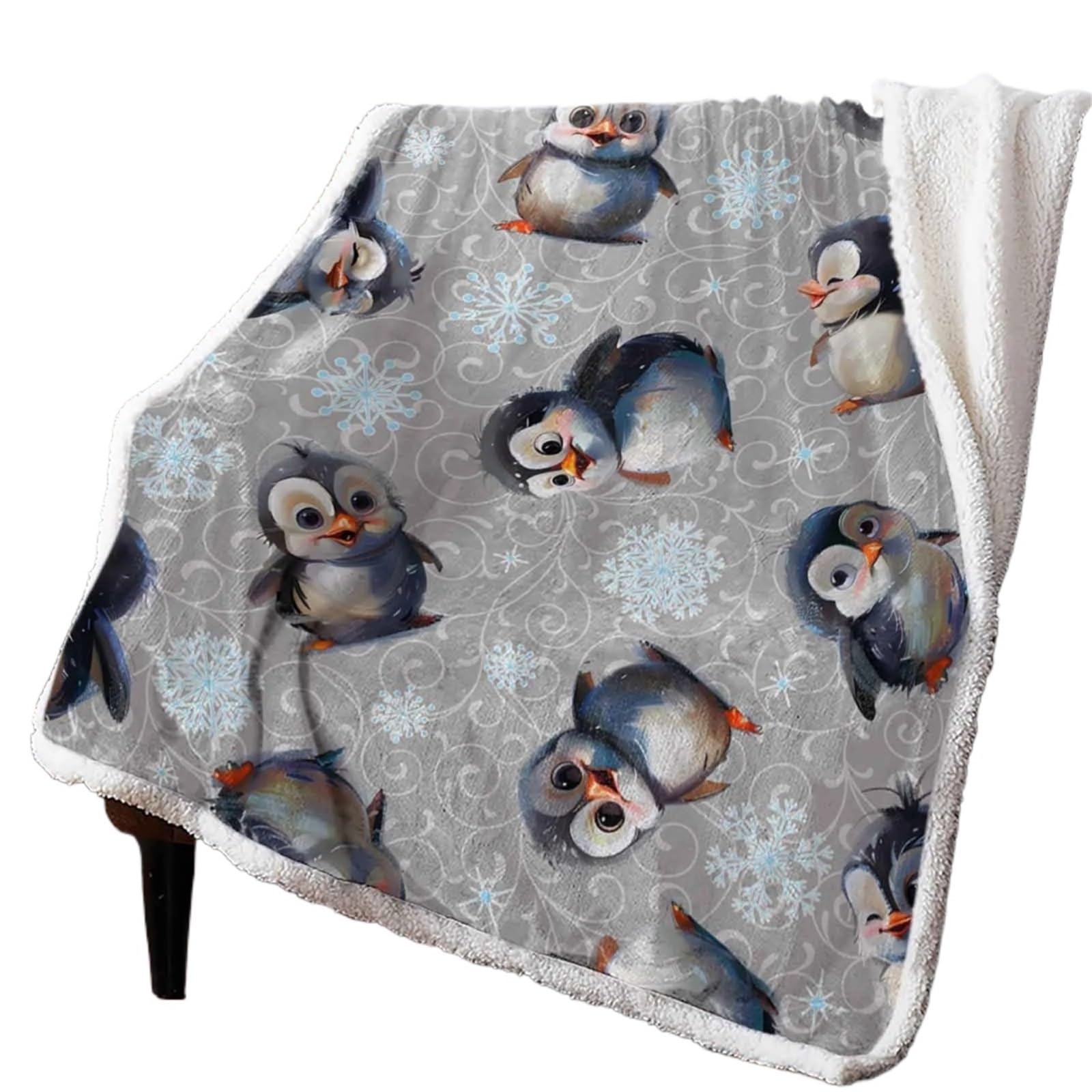Couverture chaude en cachemire pingouin plaid lit enfant 125x150 cm