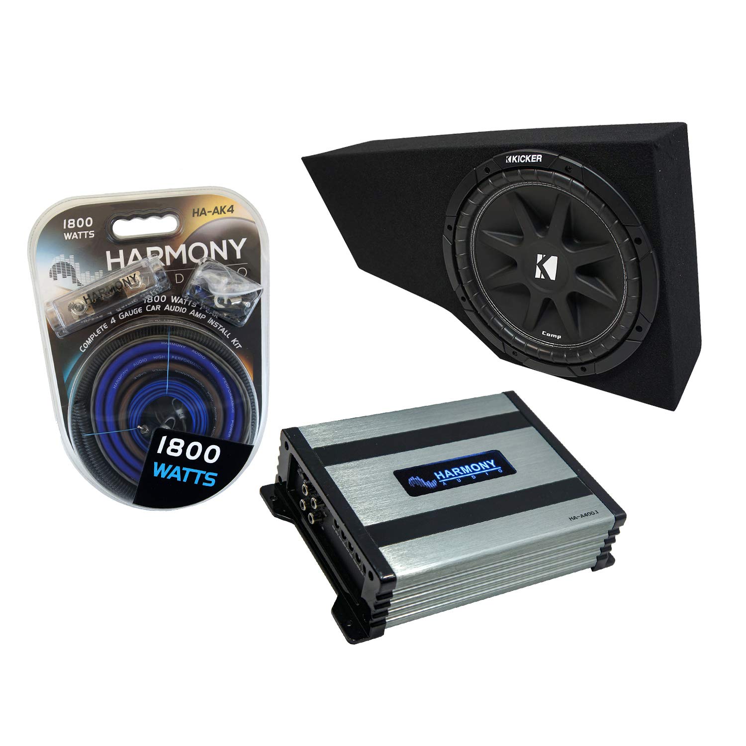 Harmony Audio Compatible with 2002-2009 Chevy Trailblazer Kicker Bundle Comp C12 Single 12