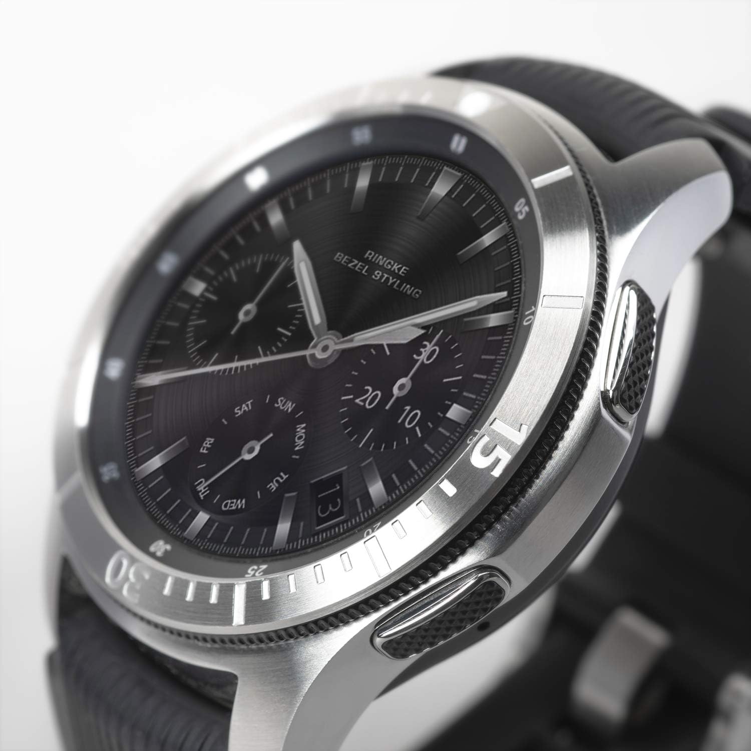Ringke Bezel Styling for Galaxy Watch 46mm / Galaxy Gear S3 Frontier & Classic Bezel Ring Adhesive Cover Anti Scratch Stainless Steel Protection [Stainless] for Galaxy Watch Accessory GW-46-02