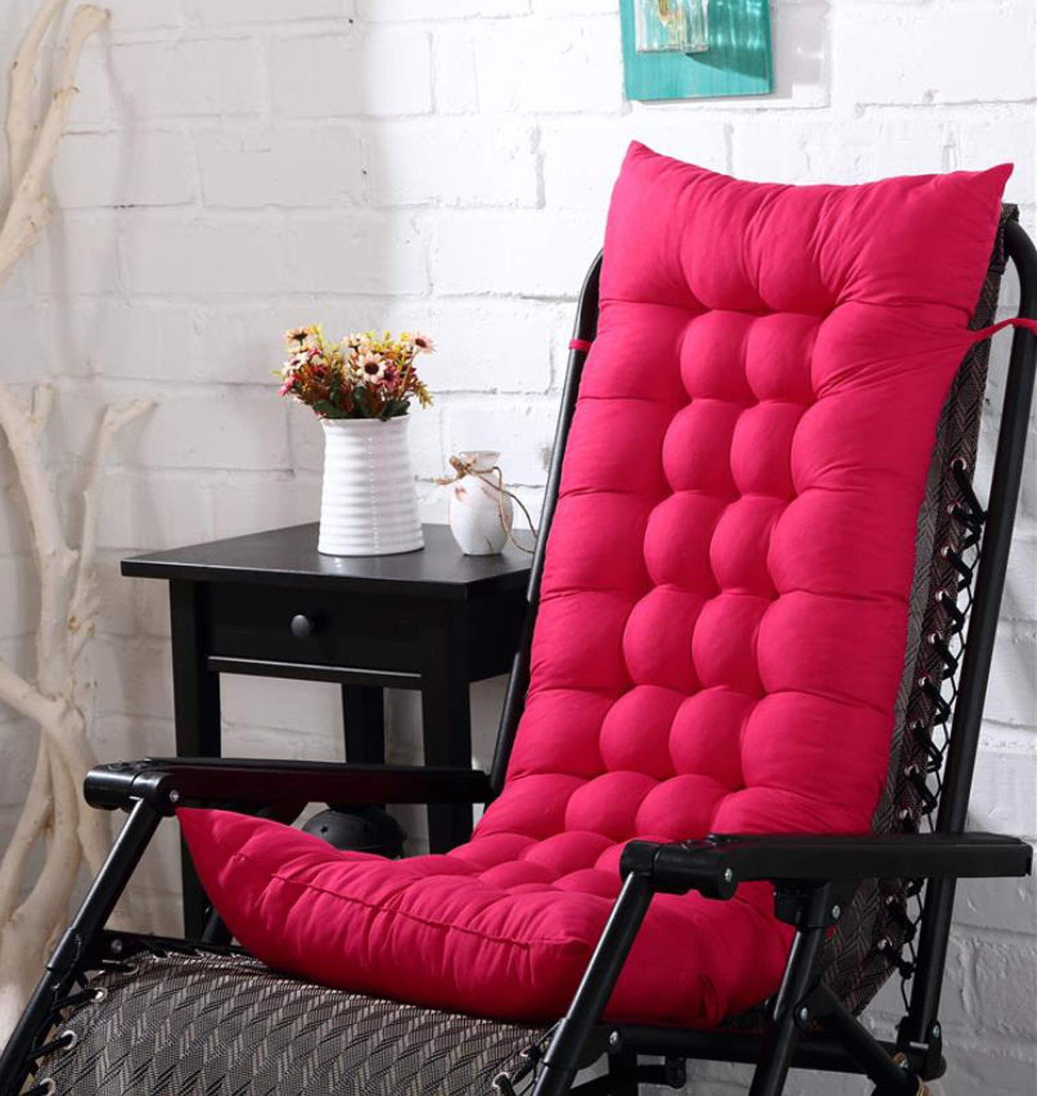 Wangle Ligstoel Kussen schommelstoel Kussen Pads Dikke fauteuils Lounge Outdoor Tuin Patio Relaxer Vervanging Kussen Seat Cover Non-Slip Met Banden, 160 * 50 * 10cm, donkerblauw