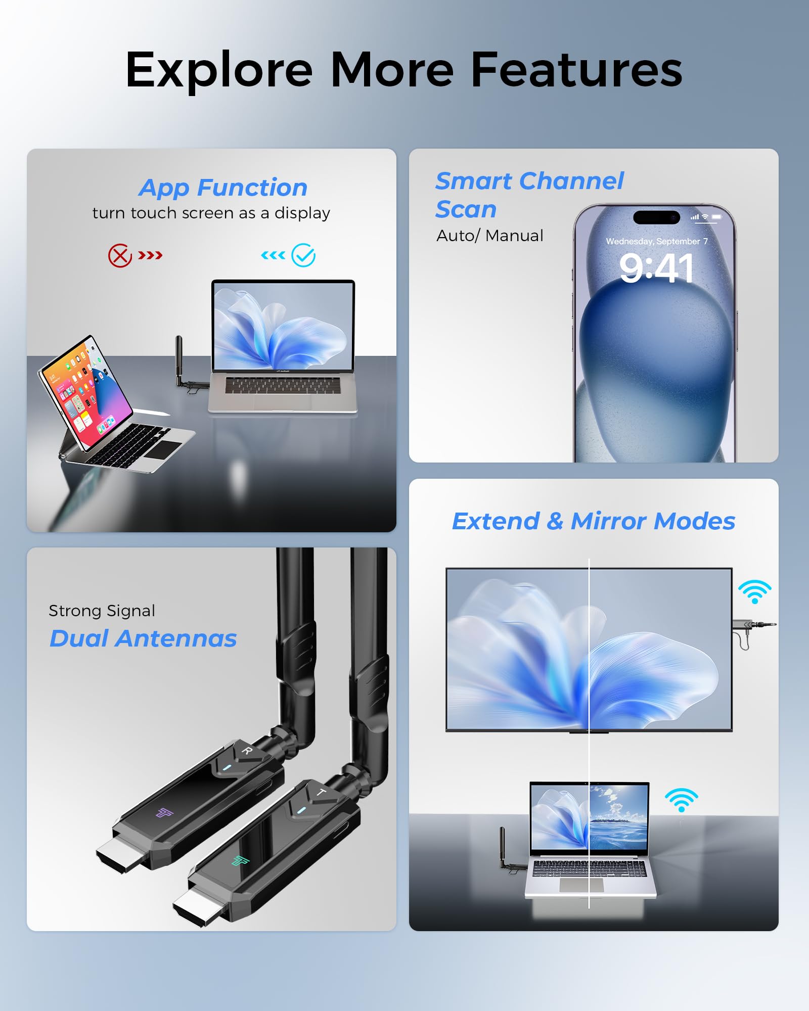 Wireless HDMI Transmitter and 2 Receiver 350M/1148FT,1080P HDMI Funkübertragung Funk Streaming Video für Laptop, Camera, TV Box zu HDTV, Monitor,Projektor