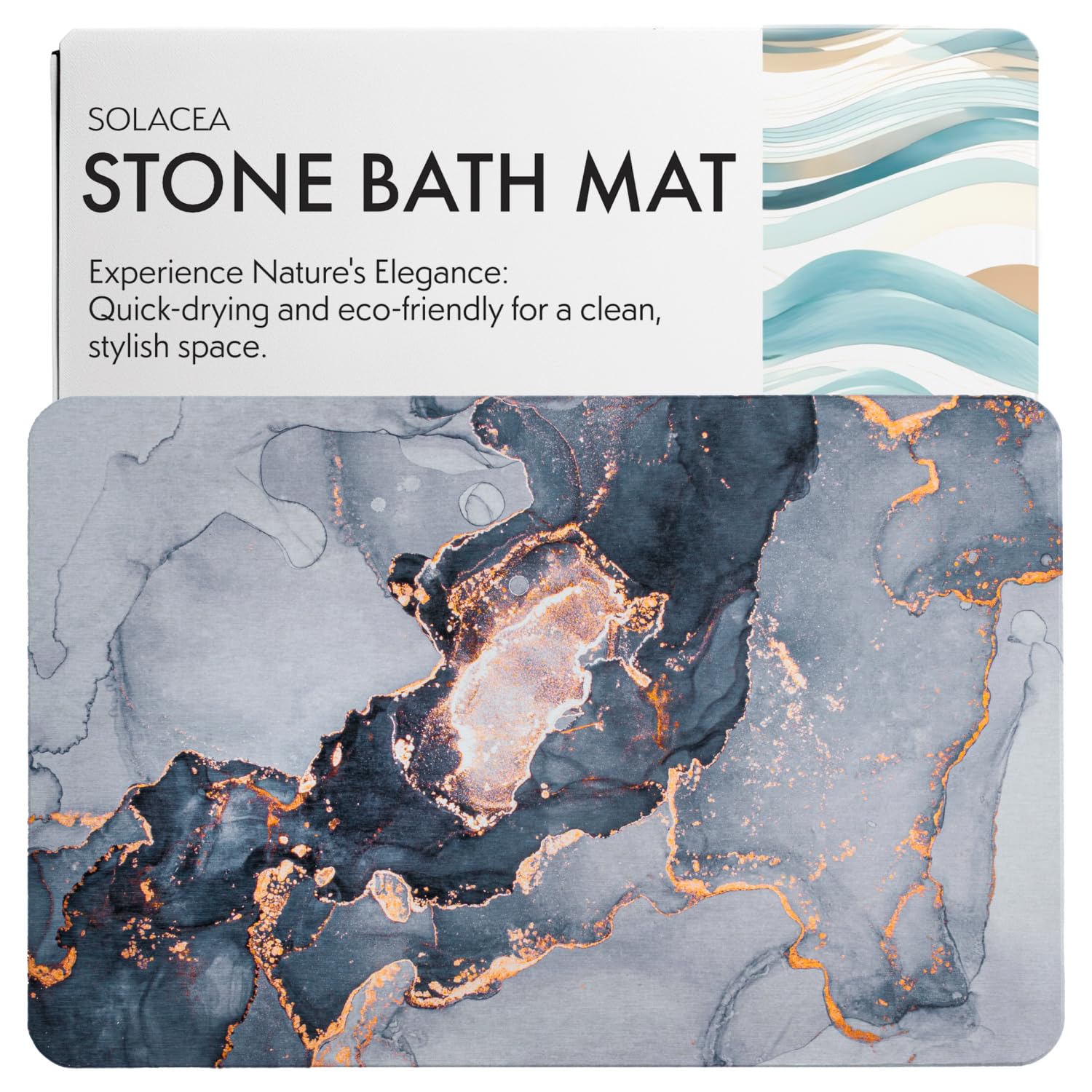 Drying Stone Bath Mat 23.7 x 15.4 inches | Quick Dry Bath Mats for Bathroom Non Slip | Water Absorbing Bath Mat and Fast Drying Bathroom Mat | Earth-Friendly Bath and Kitchen Stone Mat