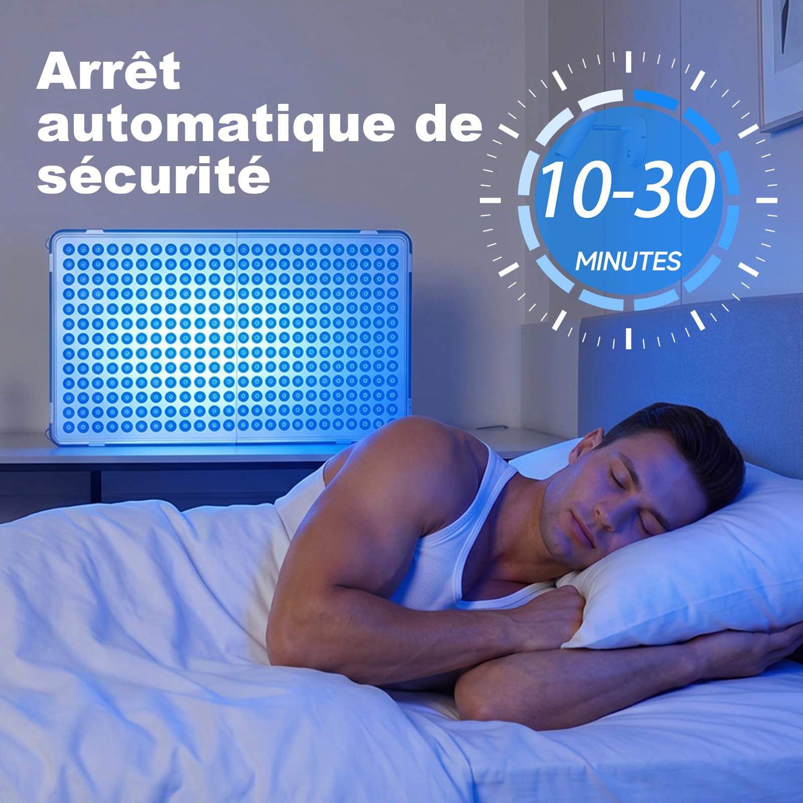Lampe de bronzage 48 W avec 338 LED, solarium portable pliable pour visage et corps, protection pour les yeux