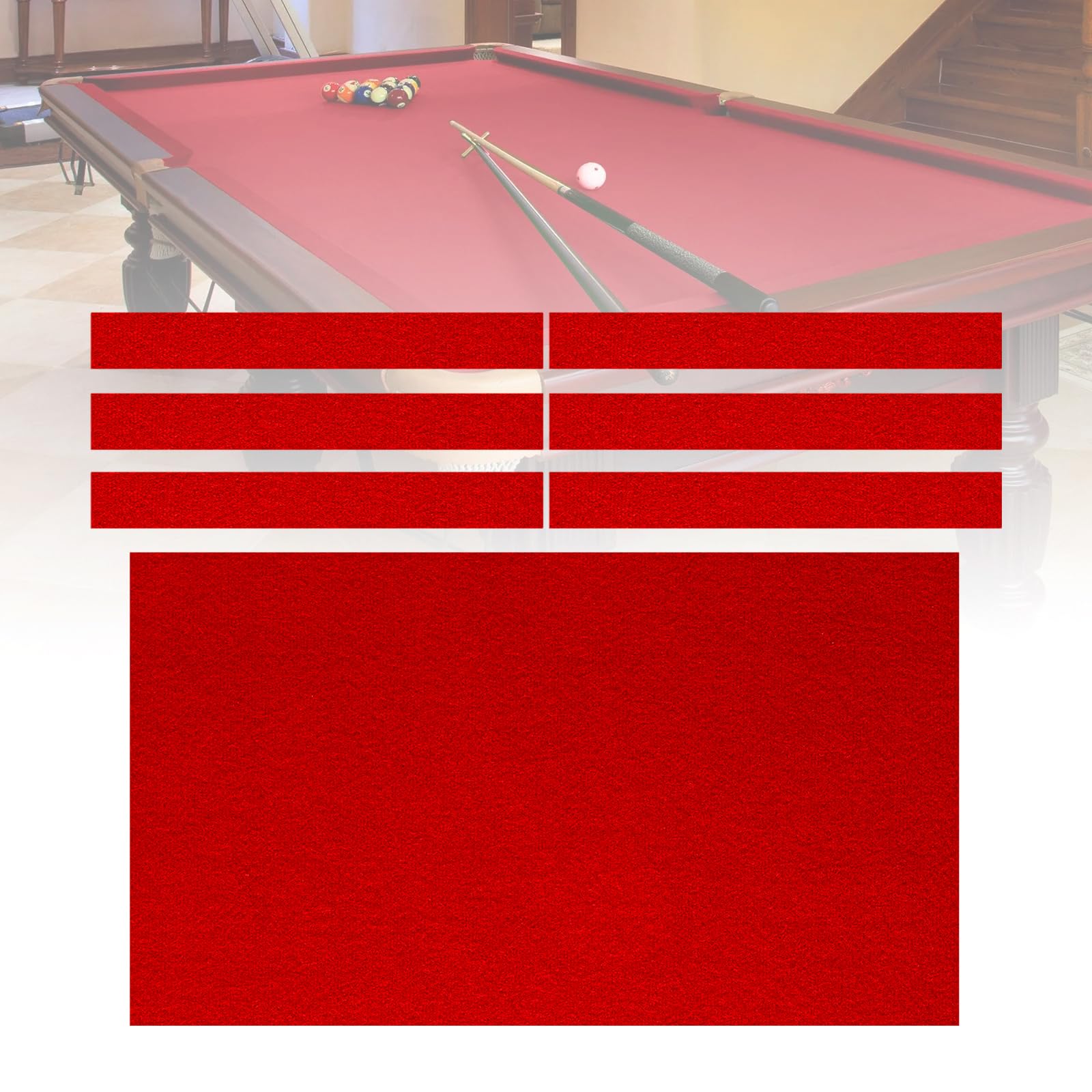 Feutre de table de billard rouge pour corriger les trajectoires déviées et éliminer les frottements