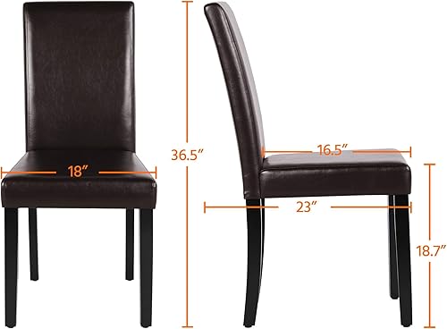 Miniatura 2 de Topeakmart Juego de 4 sillas de comedor de piel sintética con respaldo alto, patas de madera de pino acolchadas, sillas de cocina para comedor, sala
