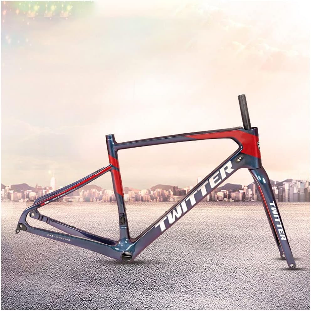 Carbon Road Bike Frameset 45/48/51/54cm 700C Off-Road Racing Frame Red Thru Axle 100/142mm Disc Brake Frame Set Internal Routing(51CM)