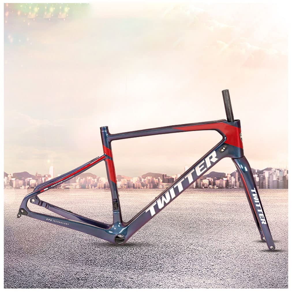HIMALO Carbon Road Bike Frameset 45/48/51/54cm 700C Off-Road Racing Frame Red Thru Axle 100/142mm Disc Brake Frame Set Internal Routing(51CM)