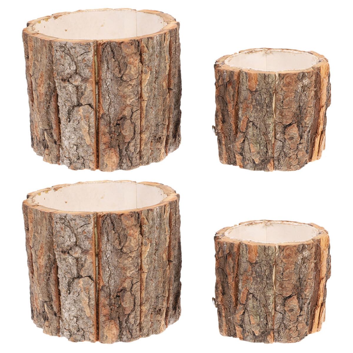 Jardinières en bois en écorce d'arbre jojofuny | Lot de 4 pots de fleurs rustiques