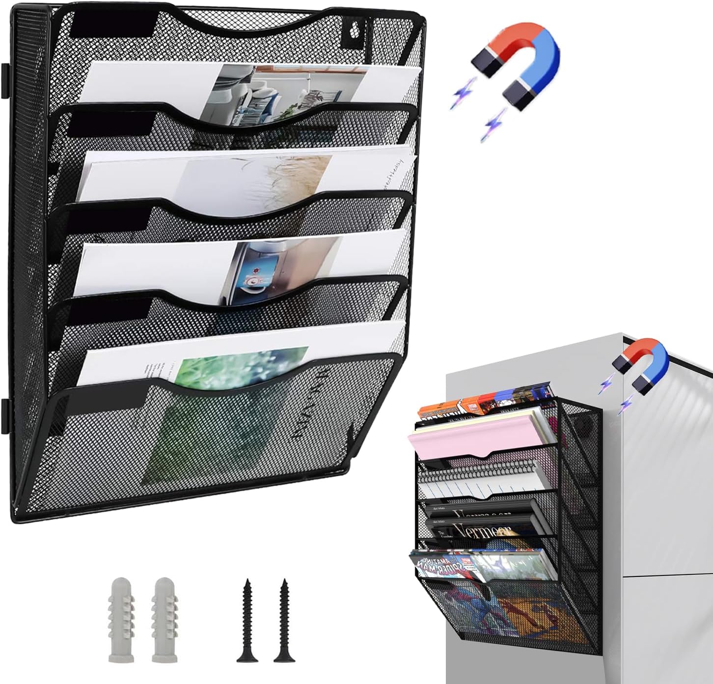 Amazon.com : Magnetic File Holder, 5 Tier Magnetic Paper File Organizer ...
