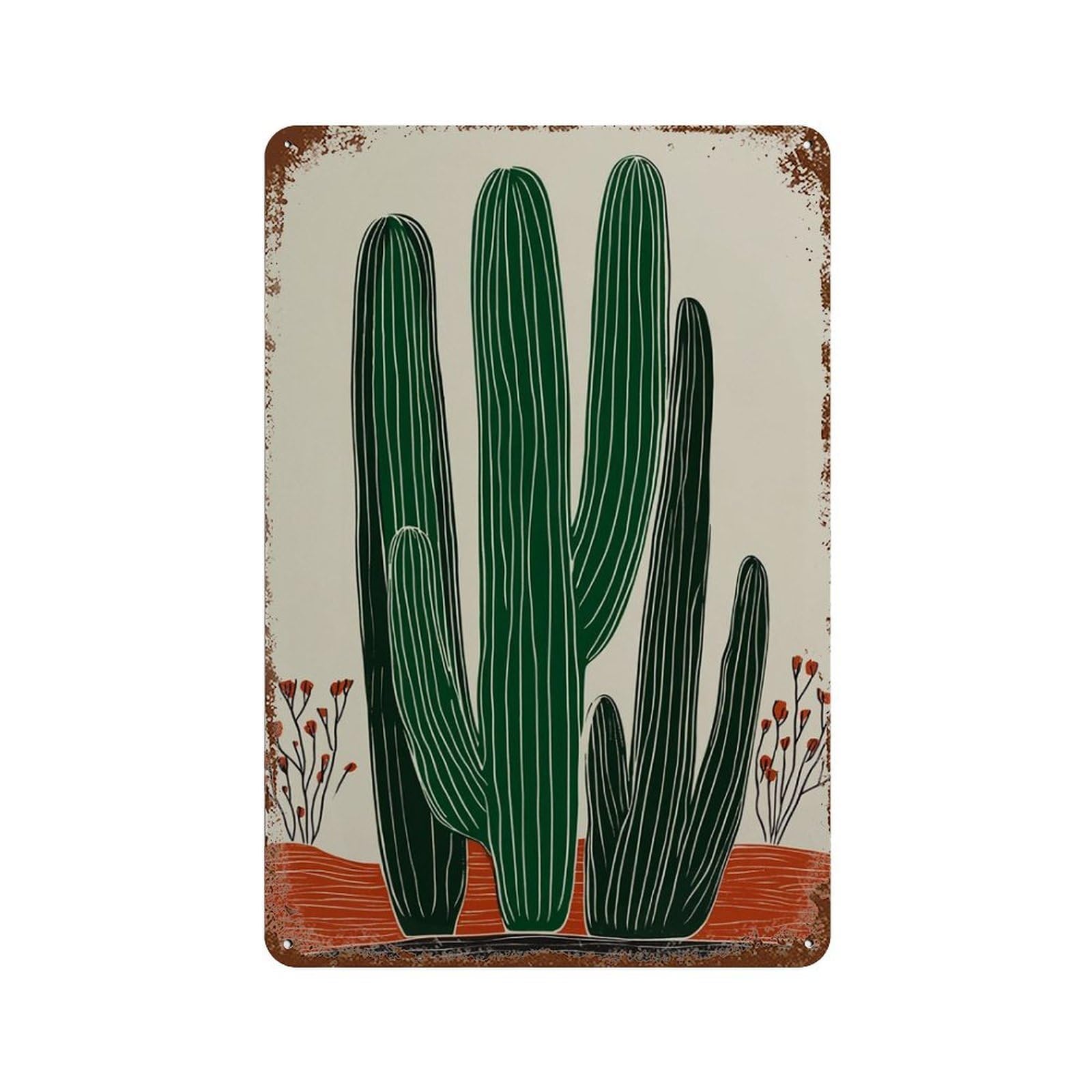 xiaoxiaoshen Cactus Modern Desert Green & Terracotta Botanical (2) Wall Decor Art Metal Tin Poster Modern Home Decor Art Home Bar Shop Decorations Vintage Sign 30x20cm