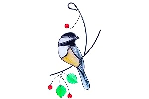 Lolitarcrafts Chickadee Stained Glass Suncatcher