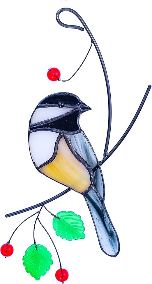 Lolitarcrafts Chickadee Stained Glass Suncatcher Bird