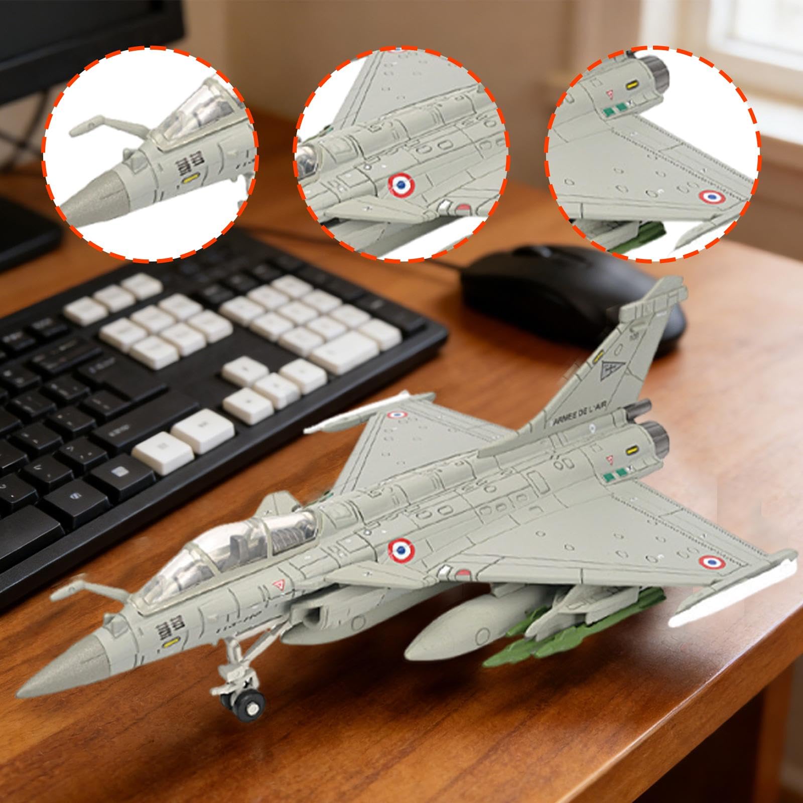 Menolana 1:72 French Fighter Jet Model Plane DIY Assembly Airplane Toy Attack Fighter Model for Cafes Livingroom Office Tabletop Decor — view 3