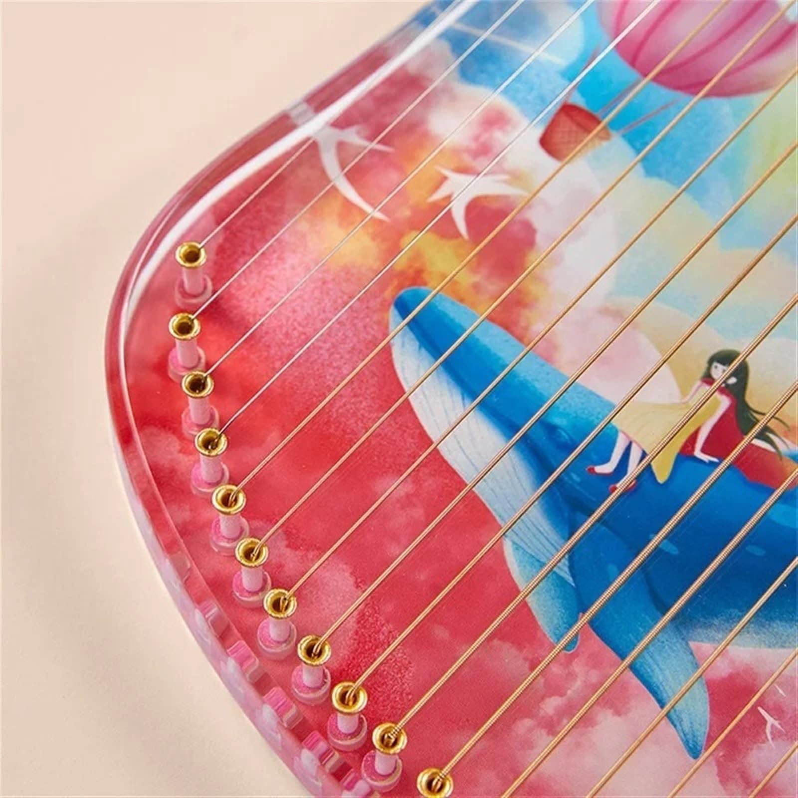 17 Corde Lira Arpa Trasparente Gatto Balena Cervo Modello Lira Pianoforte Arpa Strumento Musicale con Leva di sintonizzazione for Gli Amanti della Musica per Adulti(Cat)