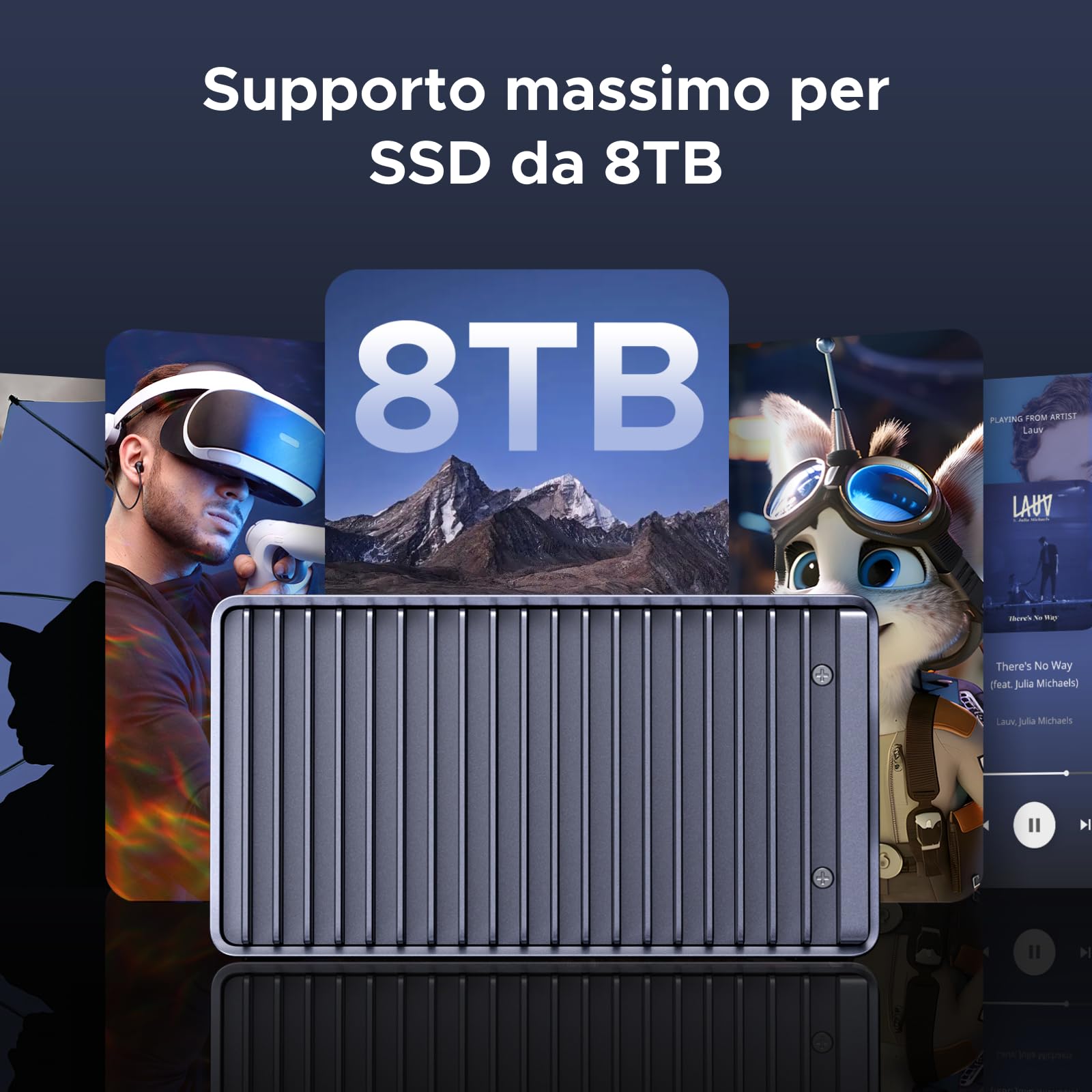 UGREEN Case Esterno per SSD M2 NVMe da 40Gbps, Enclosure USB 4 Compatibile con Thunderbolt 4/3 per Disco Rigido in Alluminio per Mac OS/Windows/Linux