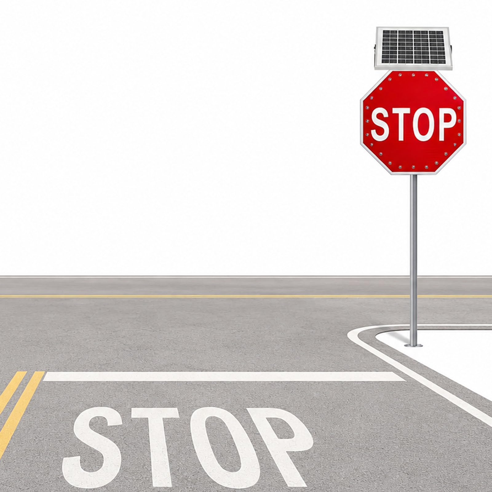MIRRSSET Solar Power Stop Signs, Led Light Traffic Road Signs, Flashing Warning Sign Board 2×24in