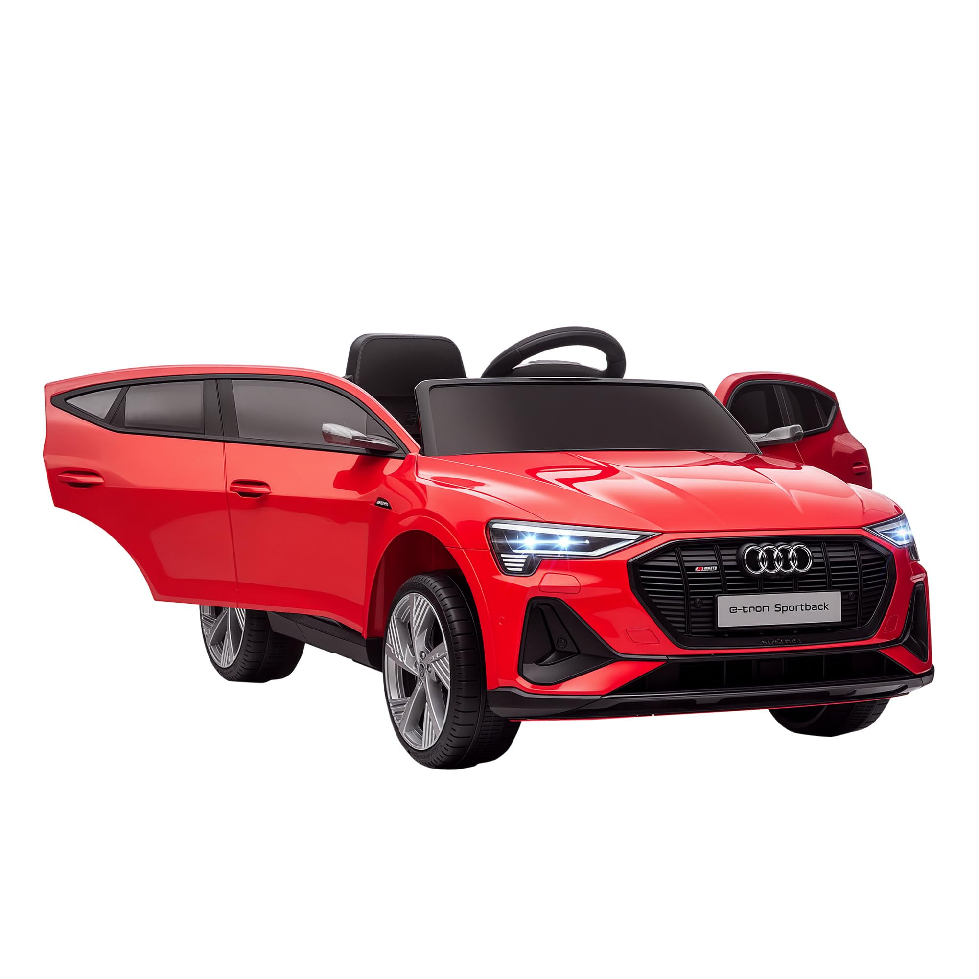 HOMCOM Audi E-tron Licensed 12V Kids Electric Ride on, Electric Car for Kids, with Parental Remote, Music Lights MP3, Suspension Wheels, for 3-5 Years, Red โ image 1