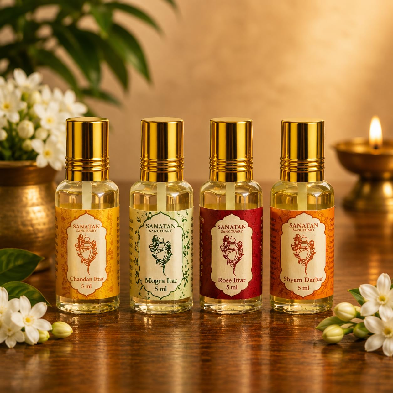 Natural Attar/Itar Perfume Oil for Pooja (Rose, Jasmine, Shyam Darbar & Sandalwood) 20ml (5ml x 4) | Alcohol-Free Attar for Men & Women | Long Lasting Floral Fragrance for Home, Temple & Daily Use | Natural Puja Itra Pack of 4-image-15