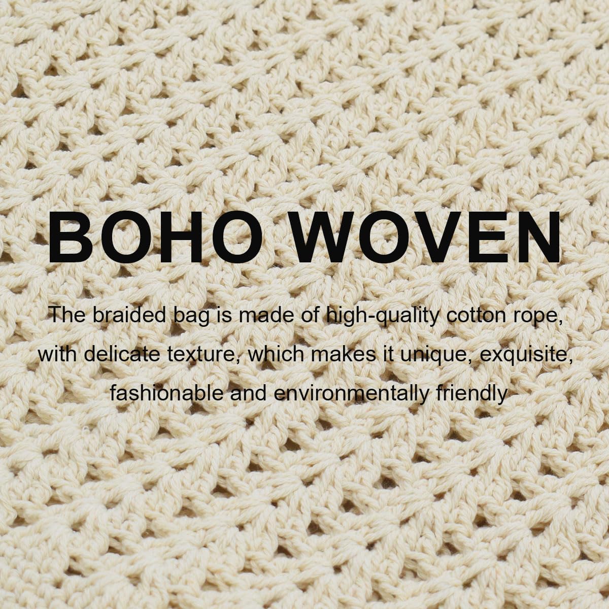 TeeYee Boho Crochet Summer Handbag Handmade Cotton Rope Knit Shoulder Bags for Women Bohemia Tote for Travel