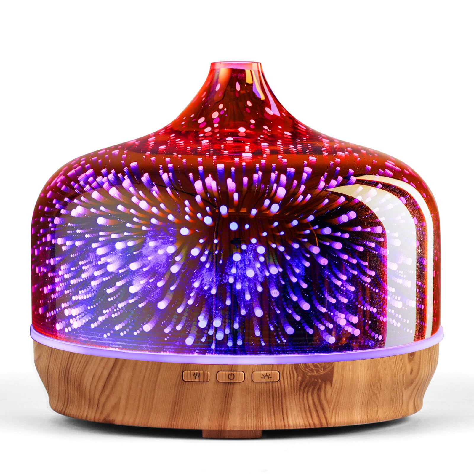 Porseme Aroma Diffuser 500ml,Handgeblasen Glas Luftbefeuchter,Ultraschall Aromatherapie Öle Diffusor mit 7 Farben LED Licht,Diffusor für Ätherische Öle Hält 15-21 Stunden,Leise für Wohnung (Rosegold)