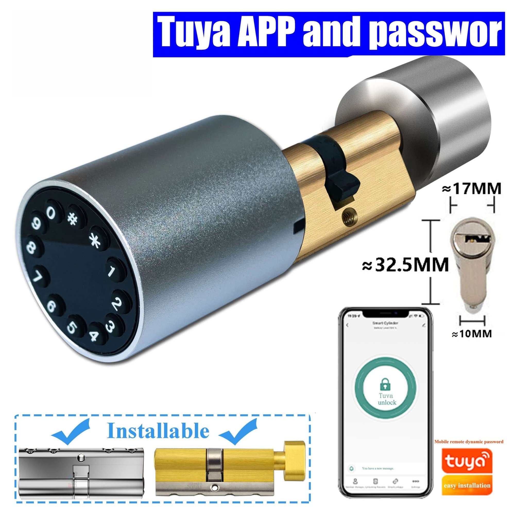 Serratura Smart, Serratura con password di dimensioni variabili Serratura for porta con impronta digitale Serratura for porta intelligente Serratura for porta esterna Serratura elettronica Tuya APP Po
