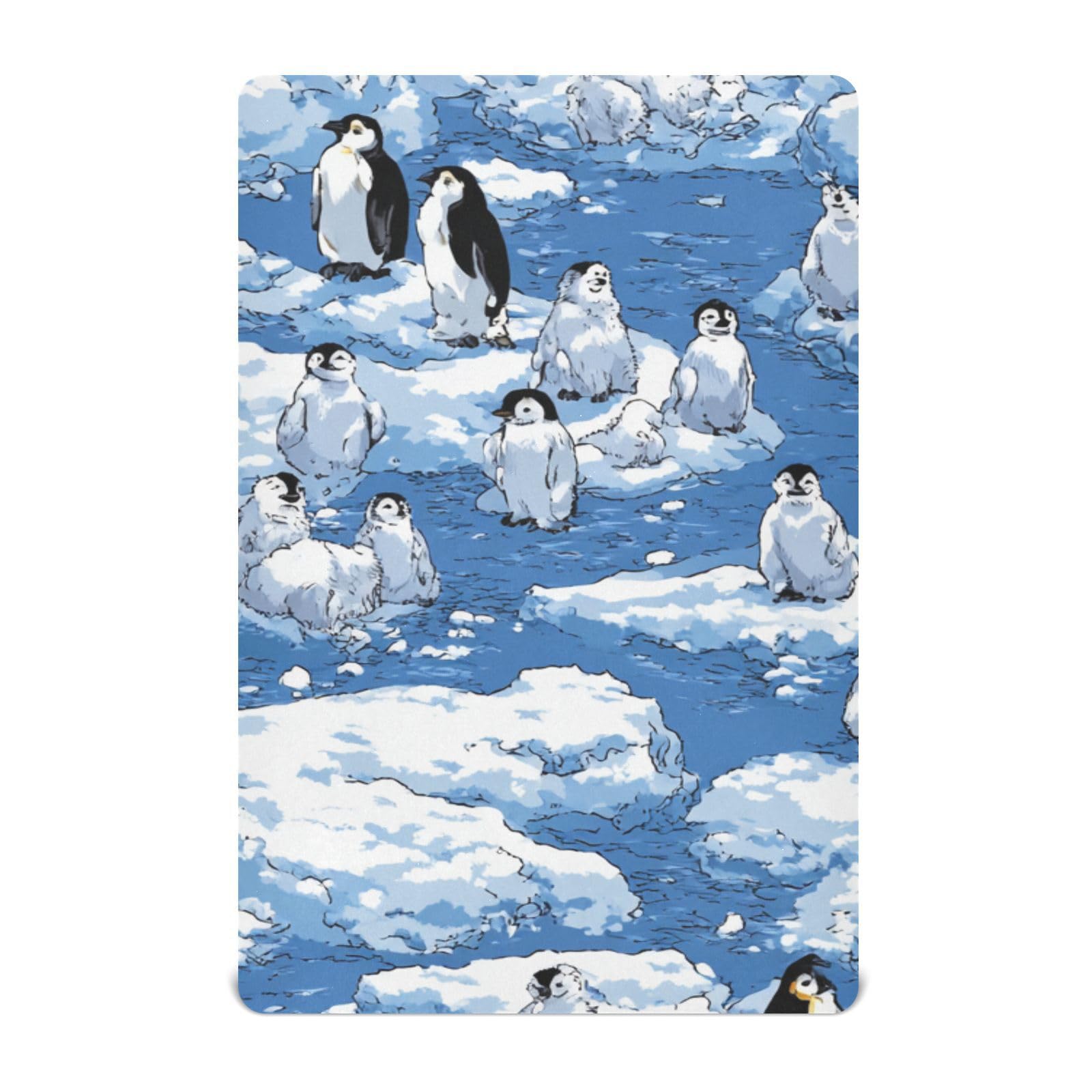 Crib Sheet Breathable Soft Crib Mattress Sheet for Baby Toddler Boys Girls Fitted Crib Sheet Fit Standard Crib Mattress 39 x 27 Inch Blue Penguins Ice Floes Snow Water
