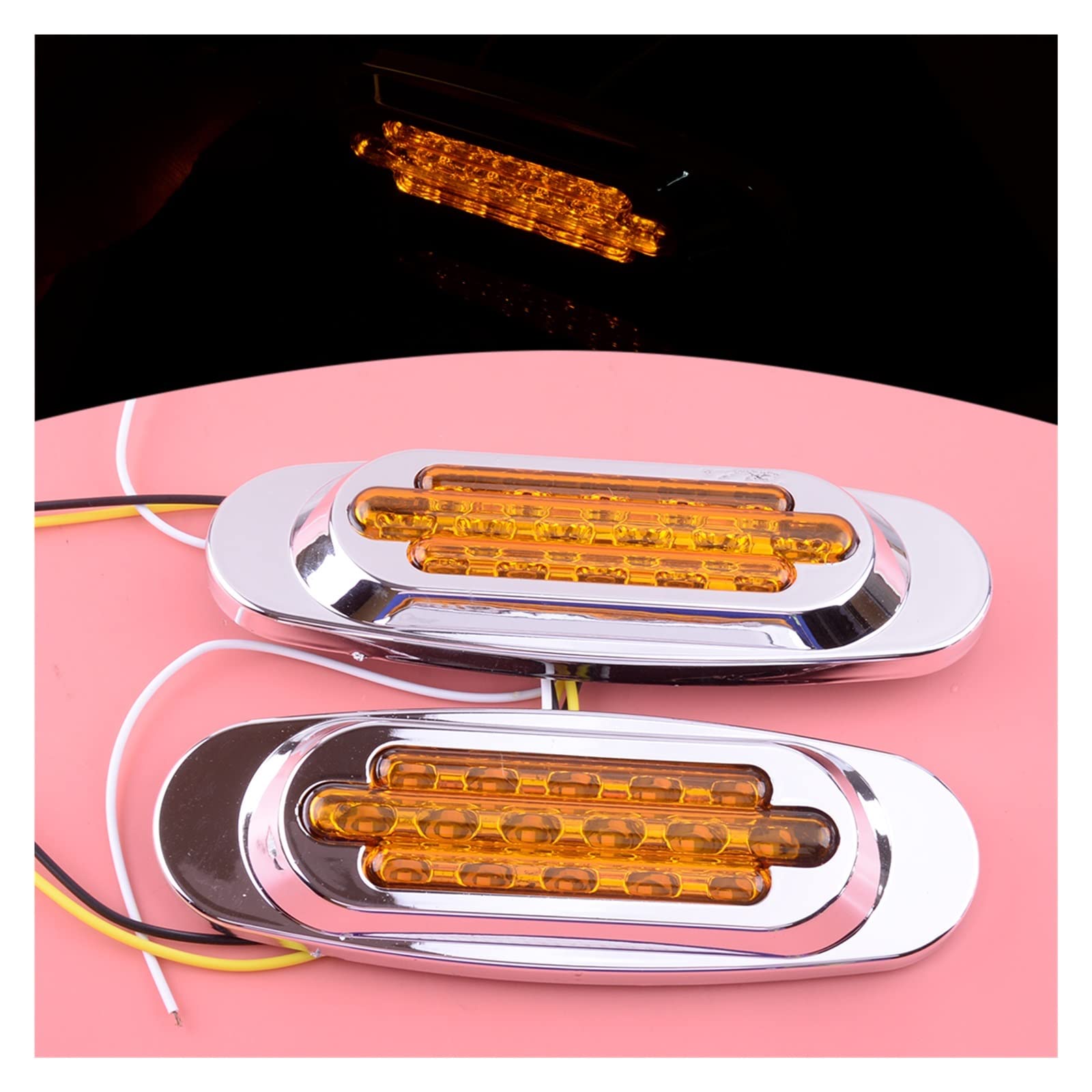 Indicateurs 2 Pièces 12V 16 LED Marqueur Latéral Clignotant Ambre 3 Fils Pour Voiture Camion Remorque Ramassage Avant - Gauche Droite