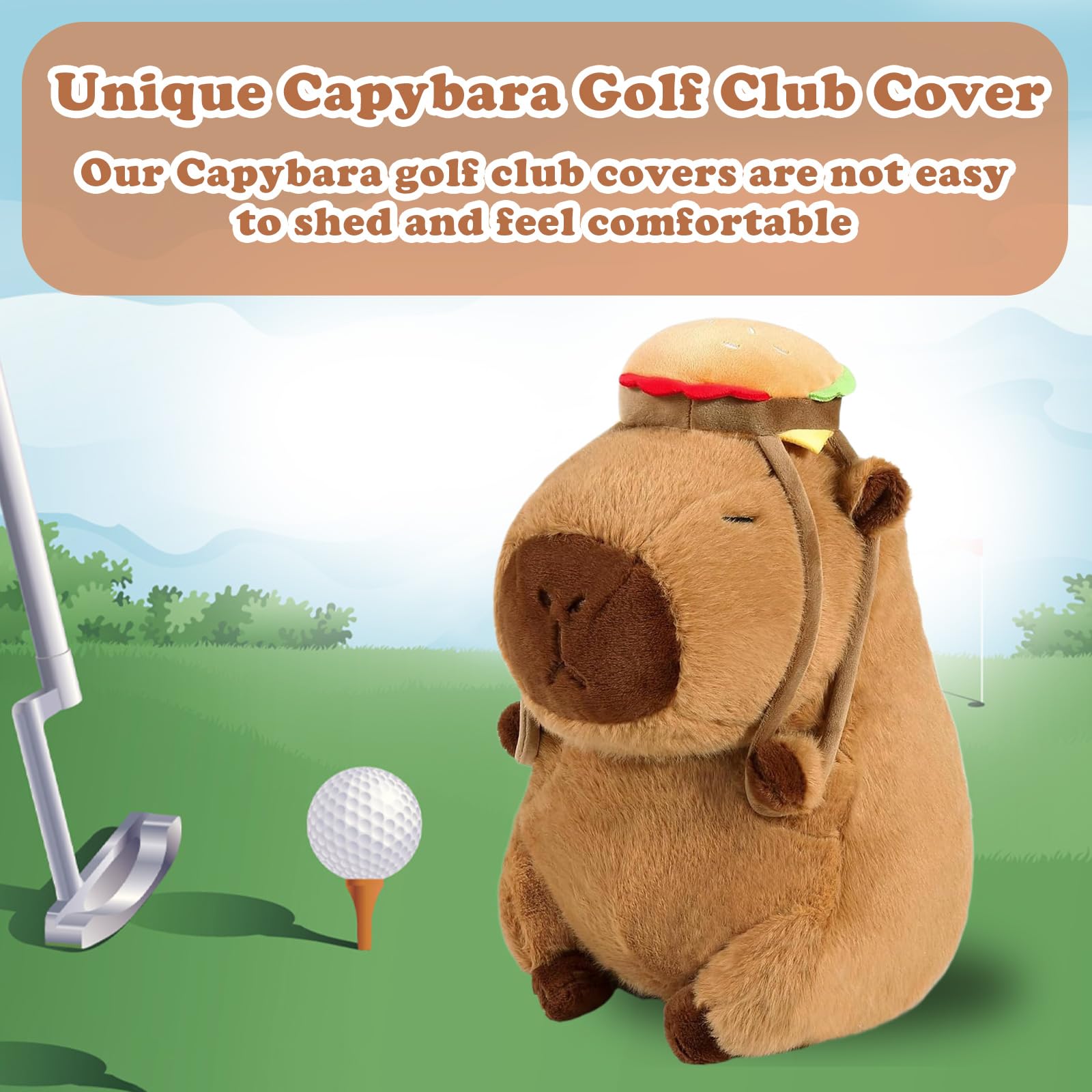 Fundas de madera para cabeza de palo de golf para conductor/Fairway/híbrido (1.F.H) – Novedosa funda para cabeza de palo de golf, cubierta de madera suave de animales, a prueba de polvo
