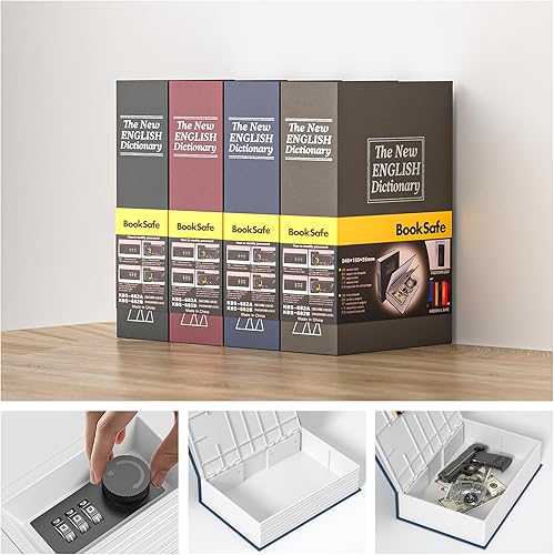 Miniatura 4 de Caja de ahorro de dinero para adultos, alcancía con cerradura de combinación de seguridad, caja de seguridad secreta de diccionario de 9.45 x 6.1 x