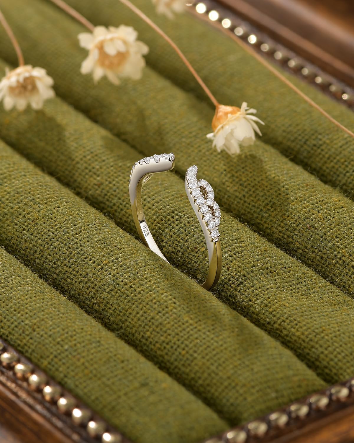 925 Sterling Silver Eternity Ring Vintage Open Wedding Bands for Women Cubic Zirconia Ring Enhancers Size 7 - Image 3