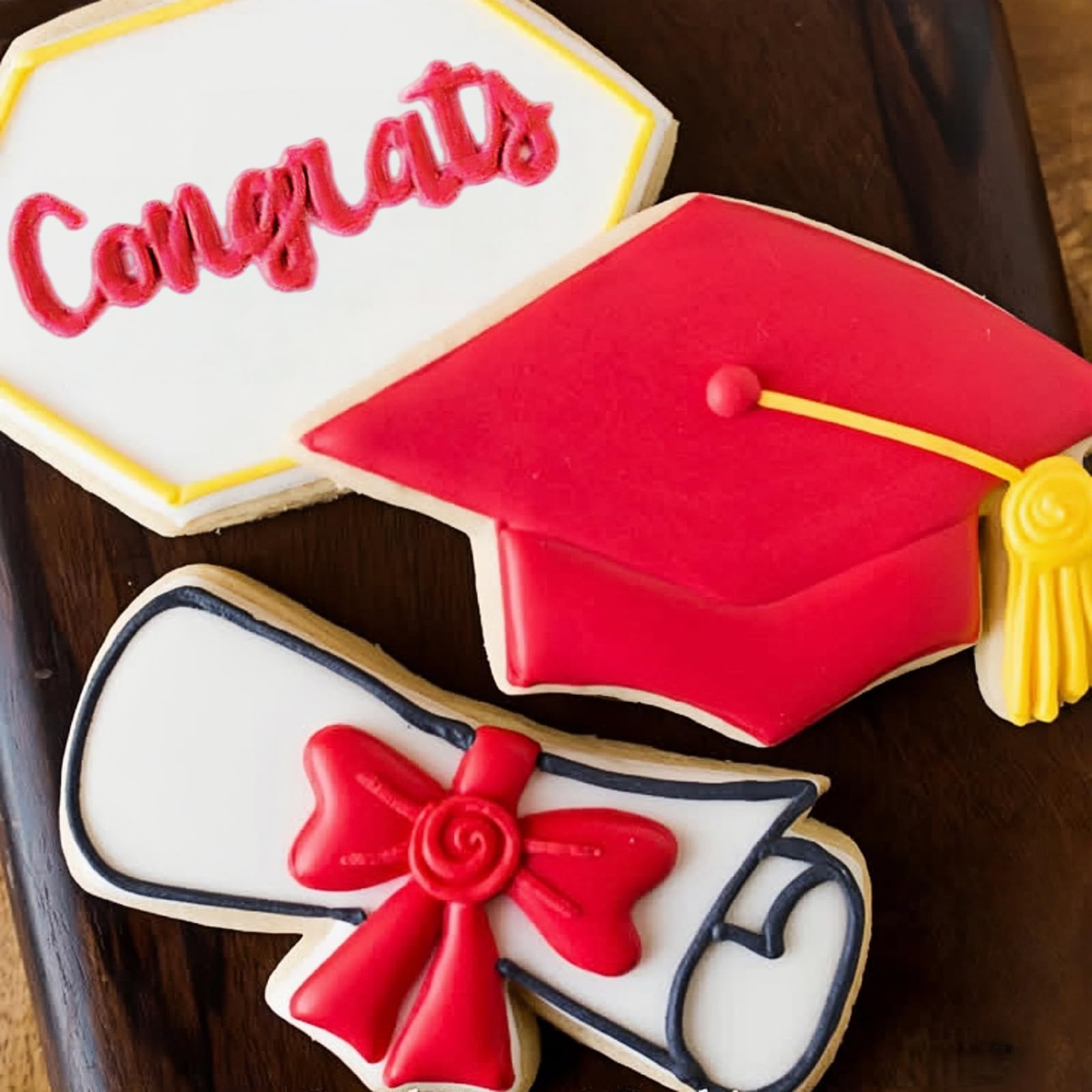 JOB JOL - Cortadores de galletas de graduación, 4 unidades, para graduación, diploma, vestido de graduación